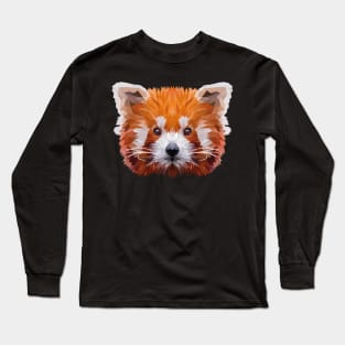 Abstract Geometrical Red Panda Lover Print Long Sleeve T-Shirt